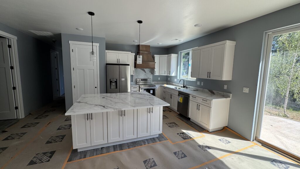 New kitchen construction marble